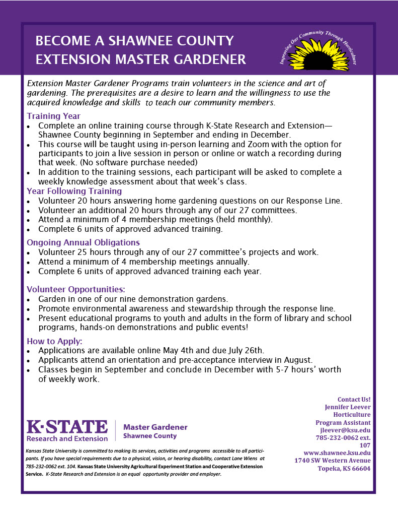 Shawnee County Extension Master Gardener Program Information