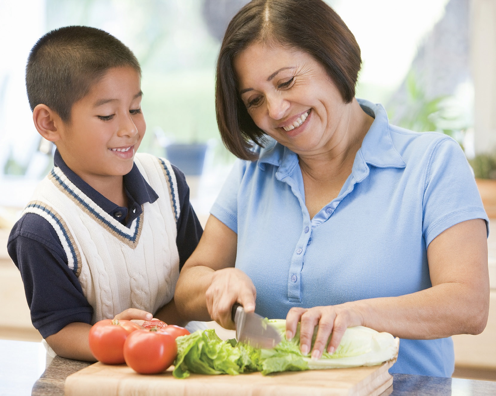 Mother and Son Cooking