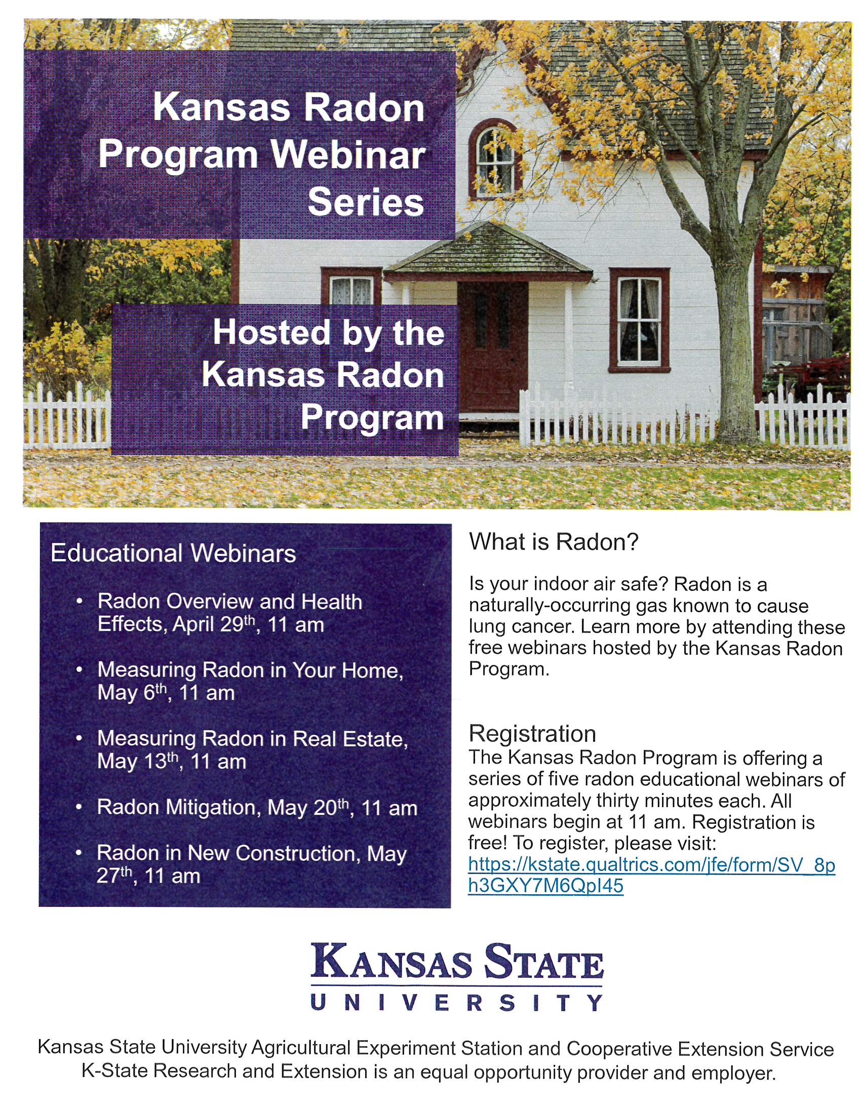 Radon Webinar Series flyer